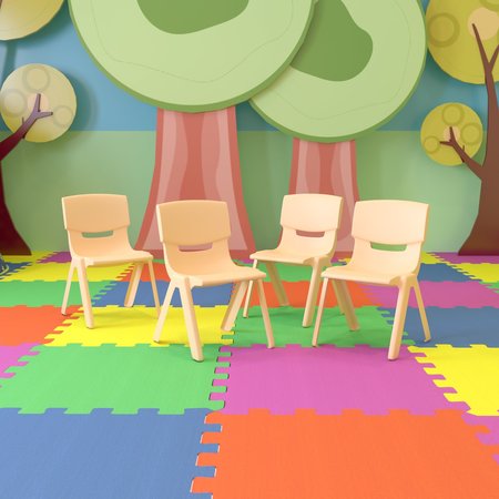 Flash Furniture Natural Plastic Stackable School Chair with 13.25" Seat Height, PK4 4-YU-YCX4-004-NAT-GG